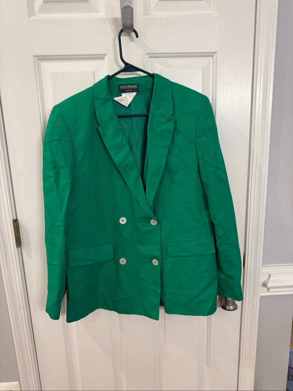Harve Benard Vintage Green Linen Blazer Jacket sz 14P EUC